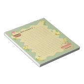 コケットテーマ花模様&バスケットパーソナライズ ノートパッド (アングル)