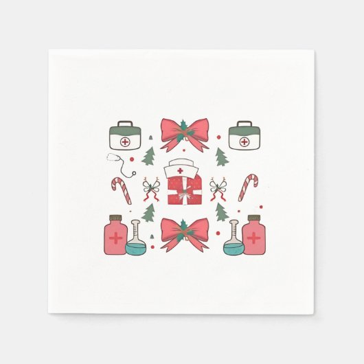 コケットナースボーカスタムナースクリスマスクリスマス スタンダードカクテルナプキン (正面)