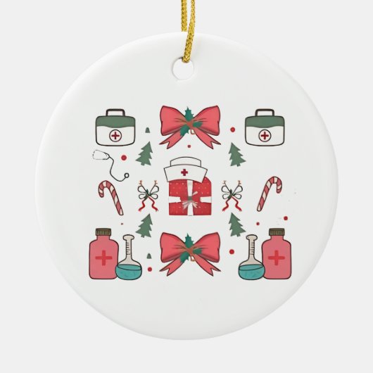 コケットナースボーカスタムナースクリスマスクリスマス セラミックオーナメント (正面)