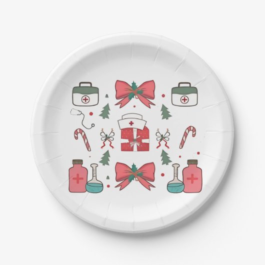 コケットナースボーカスタムナースクリスマスクリスマス ペーパープレート (正面)