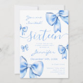 コケットネイビーブルーボウスウィート16パーティー 招待状 (正面)
