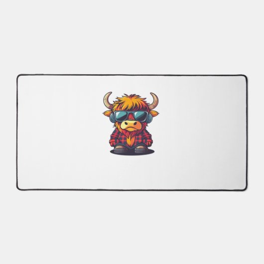 コケットハイランドカウバブルガムTシャツデザインホール デスクマット (正面)