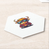 コケットハイランドカウバブルガムTシャツデザインホール ペーパーコースター (アングル)