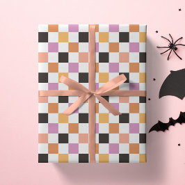 コケットハロウィンパーティー市松模様チェック柄 ラッピングペーパー