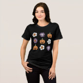 コケットハロウィーンパンプキンフラワーズスカル トライブレンドＴシャツ (正面全面)