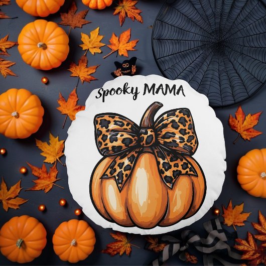 コケットハロウィーンレオパートパンプキンボウレトロ ラウンドクッション