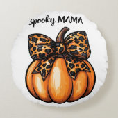 コケットハロウィーンレオパートパンプキンボウレトロ ラウンドクッション (正面)