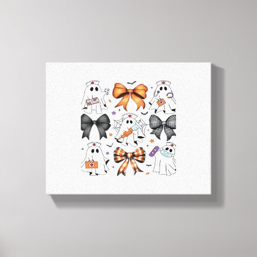 コケットハロウィーン幽霊クラシックナースTシャツ キャンバスプリント (正面)