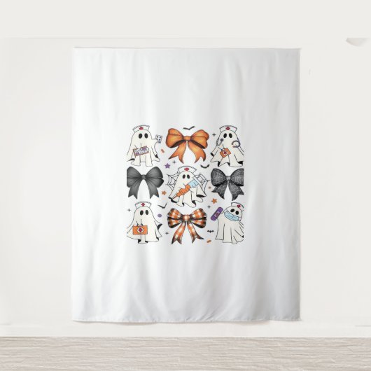 コケットハロウィーン幽霊クラシックナースTシャツ タペストリー (正面)