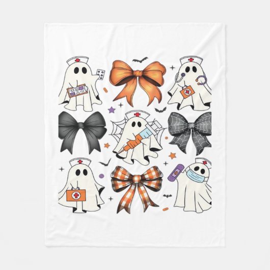 コケットハロウィーン幽霊クラシックナースTシャツ フリースブランケット (正面)