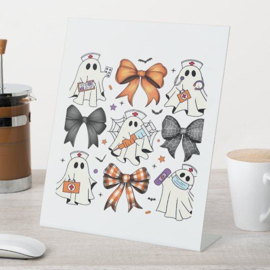 コケットハロウィーン幽霊クラシックナースTシャツ 台座サイン (インサイチュ)