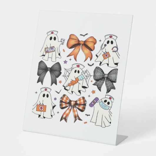 コケットハロウィーン幽霊クラシックナースTシャツ 台座サイン (正面)