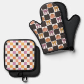 コケットハロウィーン装飾パーティーセット ピンクの夢のある 鍋つかみ&鍋敷きセット (正面/裏面)