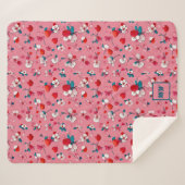 コケットハートと花ホワイトレッドティール(緑がかった色) シェルパブランケット (正面(横))