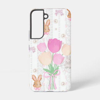 コケットバニー携帯ケース – ホワイト&フラワー SAMSUNG GALAXY S22ケース