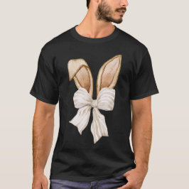 コケットバニーTシャツ、リボンと耳のデザイン Tシャツ