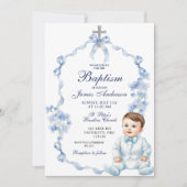 コケットバプティスブルーワイルドフラワー招待状 招待状 (正面)