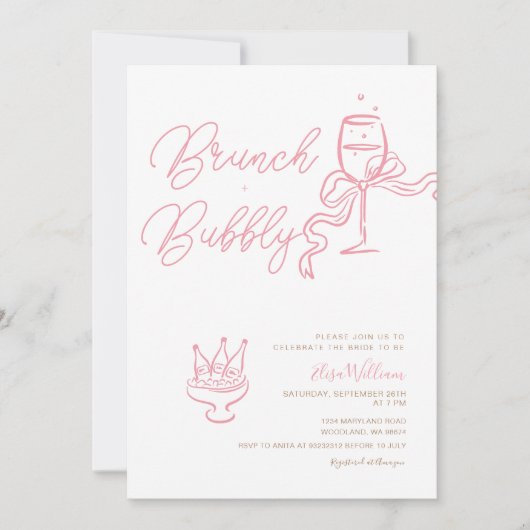 コケットバラ金ゴールドピンク赤面ブライダルシャワー招待状 招待状 (正面)