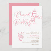 コケットバラ金ゴールドピンク赤面ブライダルシャワー招待状 招待状 (正面/裏面)