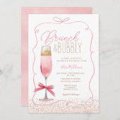 コケットバラ金ゴールドブランチ&バブリーブライダルシャワー 招待状 (正面/裏面)
