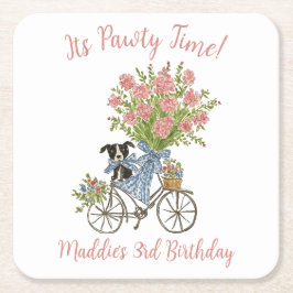 コケットパピー誕生日パーティコースター スクエアペーパーコースター