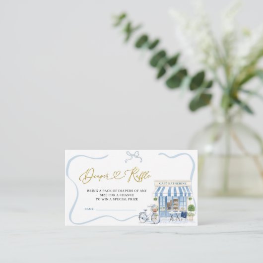 コケットパリジャンカフェフランスのブルーおむつラッフルE エンクロージャーカード (スタンド正面)
