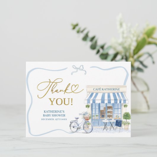 コケットパリジャンカフェフランスのブルーサンキューカード エンクロージャーカード (スタンド正面)