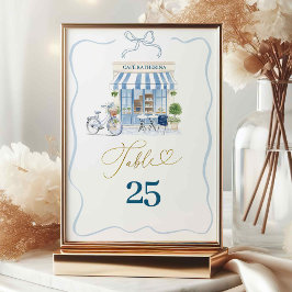 コケットパリジャンカフェフランスのブルーテーブル番号 テーブルナンバー