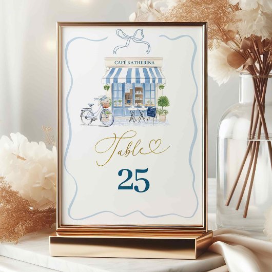 コケットパリジャンカフェフランスのブルーテーブル番号 テーブルナンバー