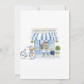 コケットパリジャンカフェフランスのブルーベビーシャワー 招待状 (裏面)