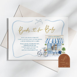 コケットパリジャンフランスのカフェブルーブックスベビー エンクロージャーカード