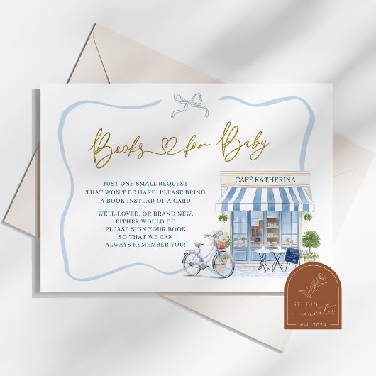 コケットパリジャンフランスのカフェブルーブックスベビー エンクロージャーカード