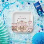 コケットパリパフランスのリシアンカフェ誕生日 ペーパープレート (パーティー)