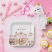 コケットパリパフランスのリシアンカフェ誕生日 ペーパープレート (パーティー)