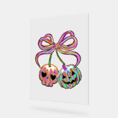 コケットパンプキンさくらんぼハロウィーン アクリルサイン (傾斜)