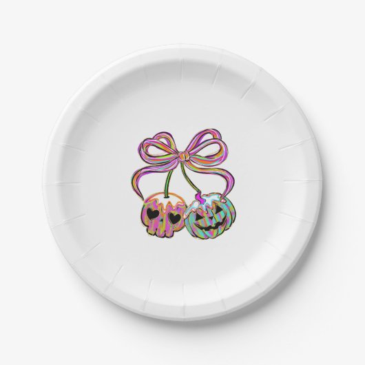 コケットパンプキンさくらんぼハロウィーン ペーパープレート (正面)