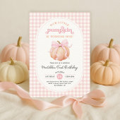 コケットパンプキンピンクボウ女の子1st誕生日パーティー 招待状