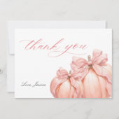 コケットパンプキンピンクボウ赤ちゃんシャワーありがとうCa サンキューカード (正面)