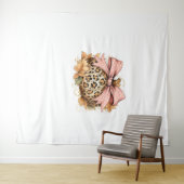 コケットヒョウかぼちゃとピンクボウ – グラム秋 タペストリー (インサイチュ(横))