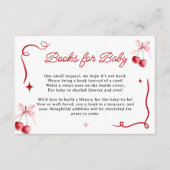 コケットピンクさくらんぼベビーシャワーベビー本 エンクロージャーカード (正面)