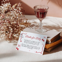 コケットピンクさくらんぼベビーシャワーベビー本 エンクロージャーカード