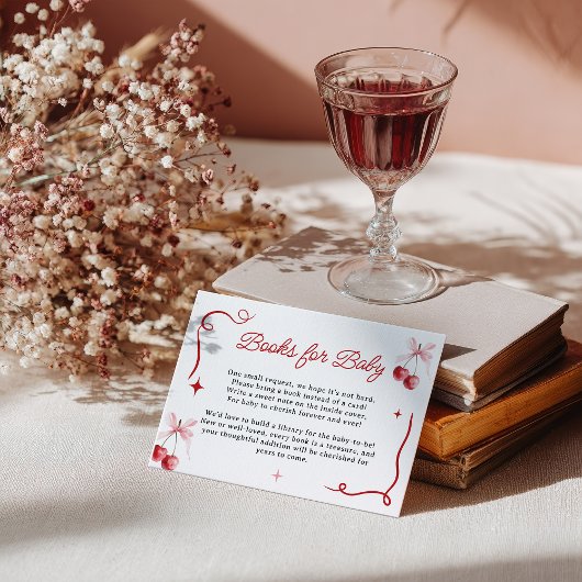 コケットピンクさくらんぼベビーシャワーベビー本 エンクロージャーカード