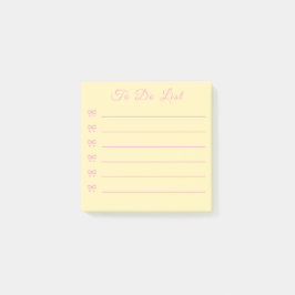 コケットピンクのリボンと黄色の箇条書きToDoリスト ポストイット