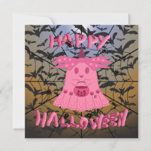 コケットピンクの幽霊 ハッピーハロウィン デジタルアート カード