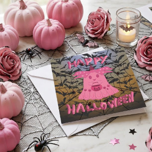 コケットピンクの幽霊 ハッピーハロウィン デジタルアート カード