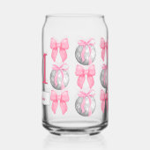 コケットピンクの弓とディスコのボール彼女のためのギフト ガラス缶 (裏面)