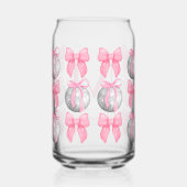 コケットピンクの弓とディスコのボール彼女のためのギフト ガラス缶 (右)