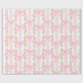 コケットピンクの弓とバラ包装紙 ラッピングペーパー (フラット)