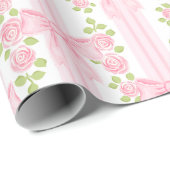 コケットピンクの弓とバラ包装紙 ラッピングペーパー (ロールコーナー)