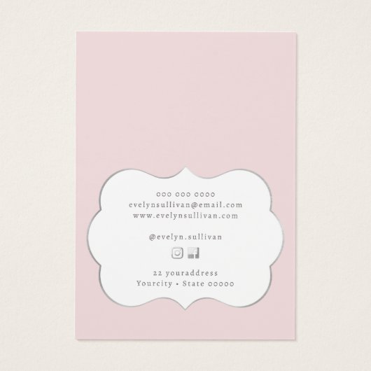 コケットピンクの弓ネックレス表示カード (裏面)